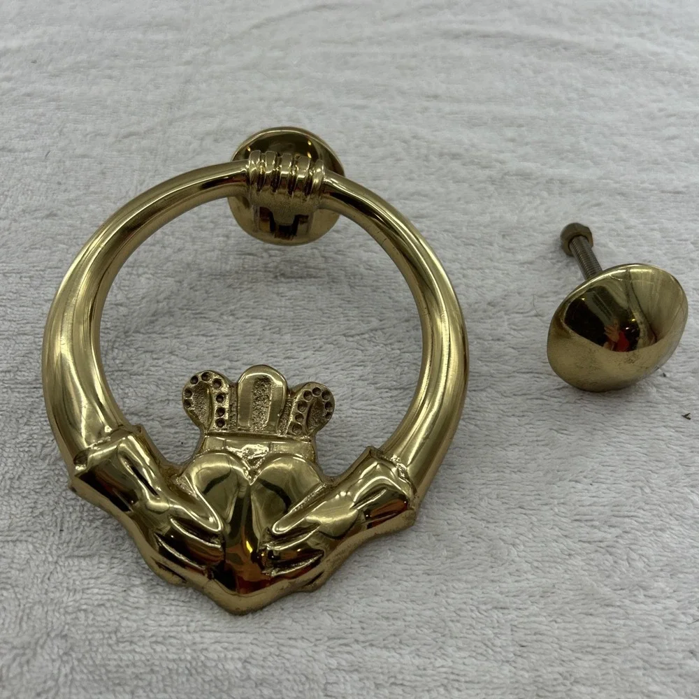Vintage Irish Claddagh Door Knocker Solid Brass Celtic Solid RARE Hand And Heart